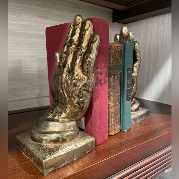 Pair of Retro Cast Bronze Praying Hands Bookends - Picture 1 of 11